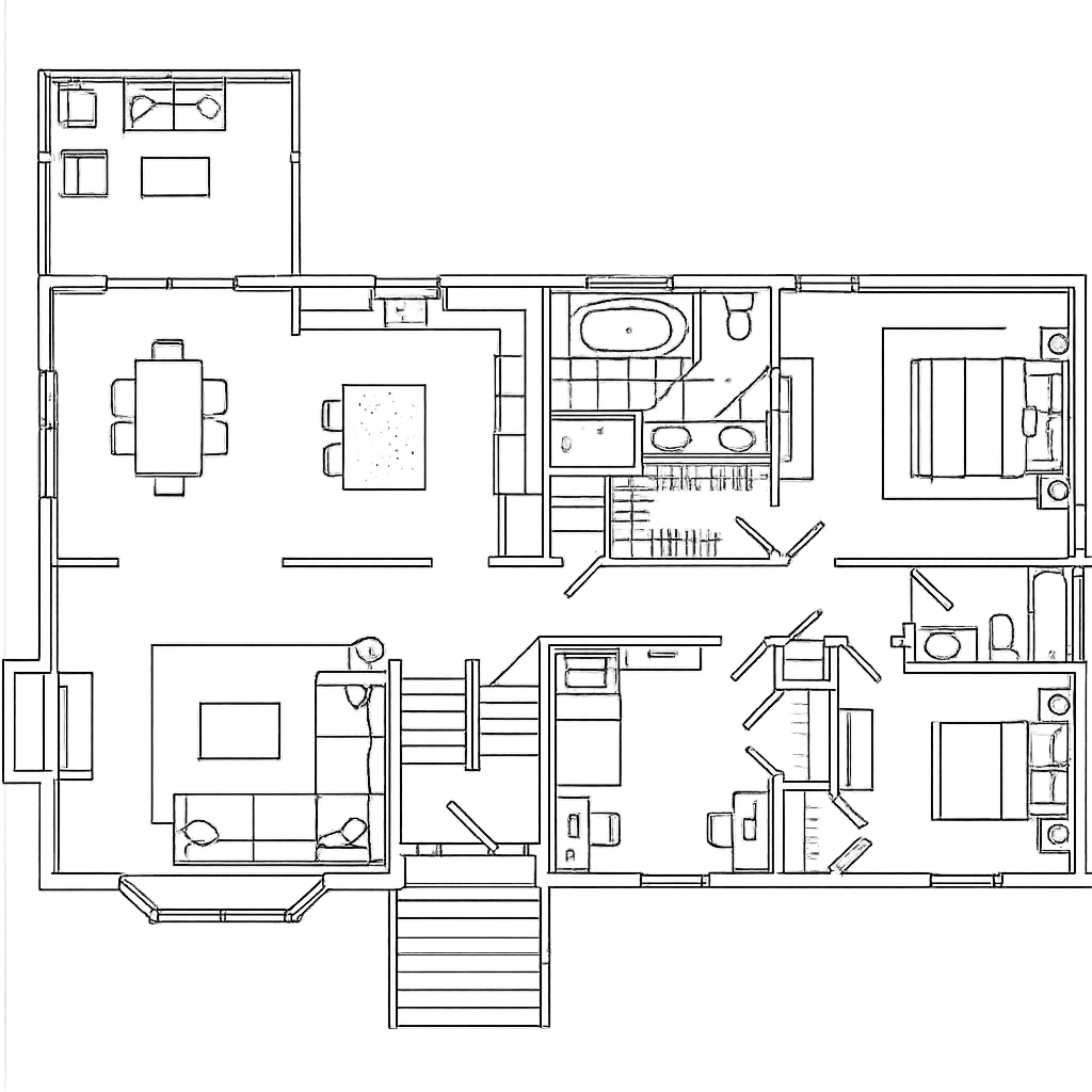 modern architecture coastal line drawings